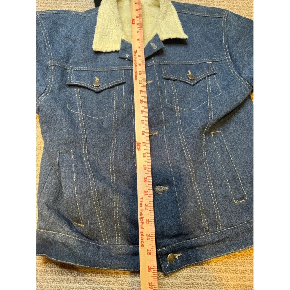 Pure Stuff‎ Mens Sherpa Lined Denim Jacket Blue Button Up Size Large